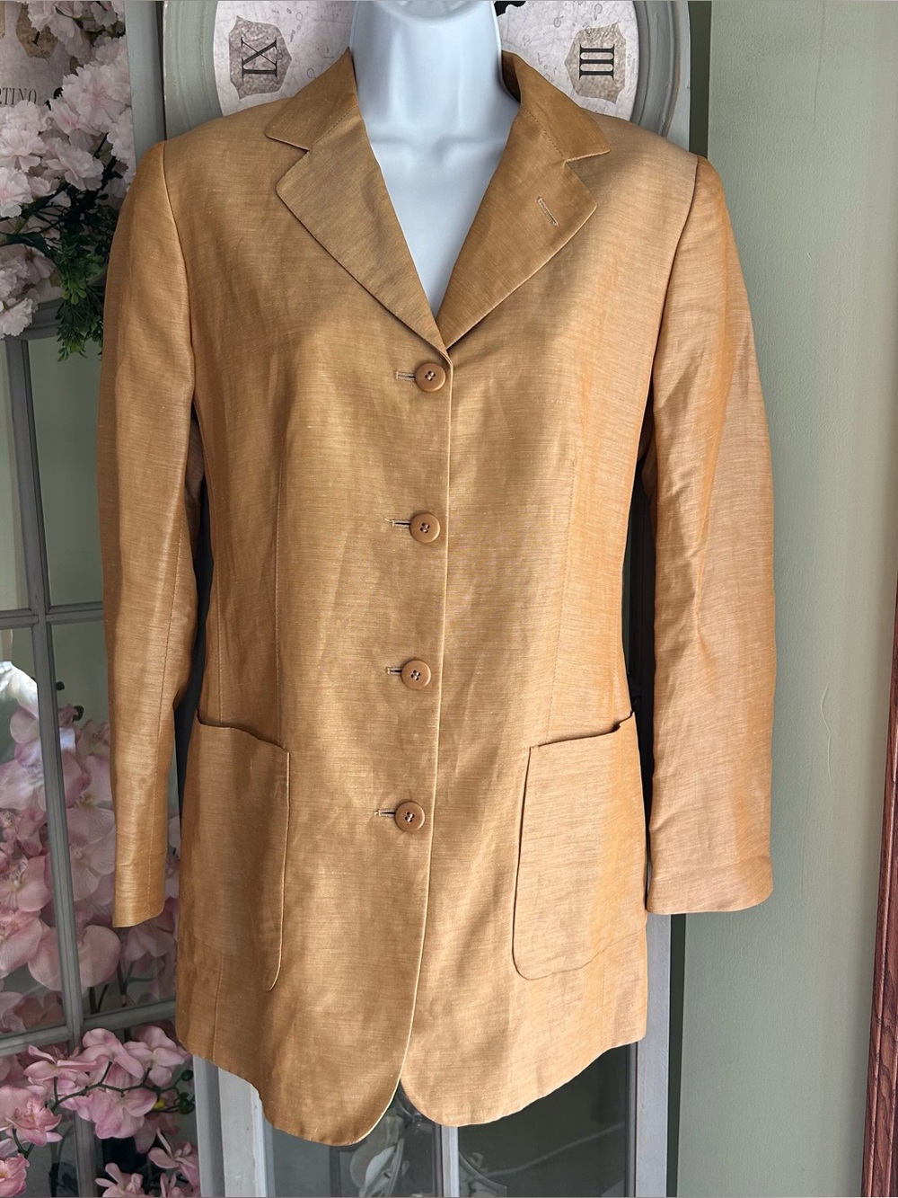 Vintage 90’s JOSEPH ABBOUD Hand Tailored in Italy Linen/Rayon Blazer Jacket Sz 6